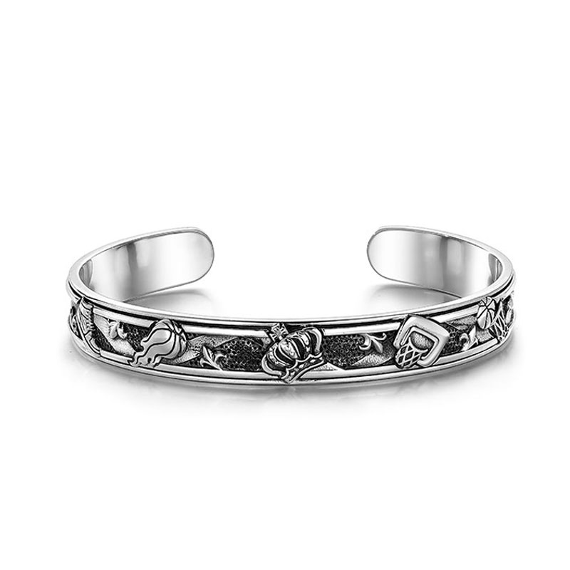 (image for) Mens Basketball Bangle Bracelet in Sterling Silver