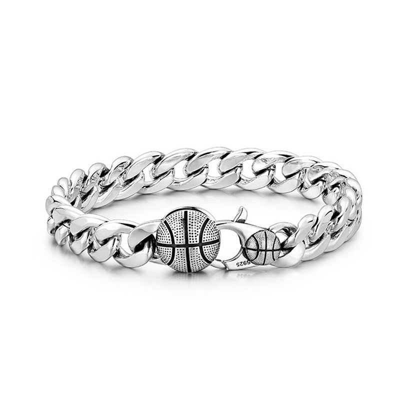 (image for) Sterling Silver Basketball Bracelet for Men