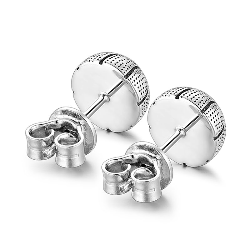 (image for) Sterling Silver Basketball Stud Earrings for Men