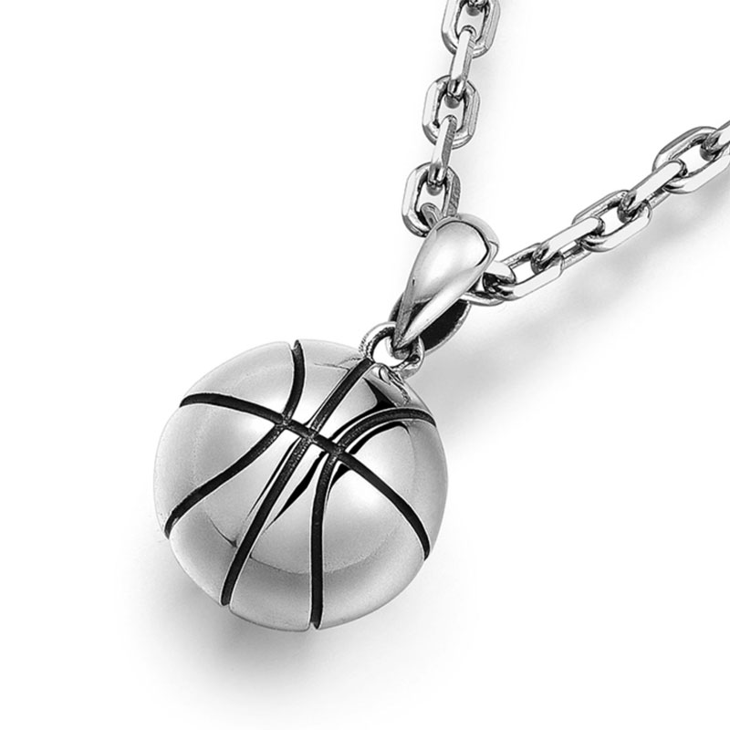 (image for) 3D Basketball Pendant in Sterling Silver