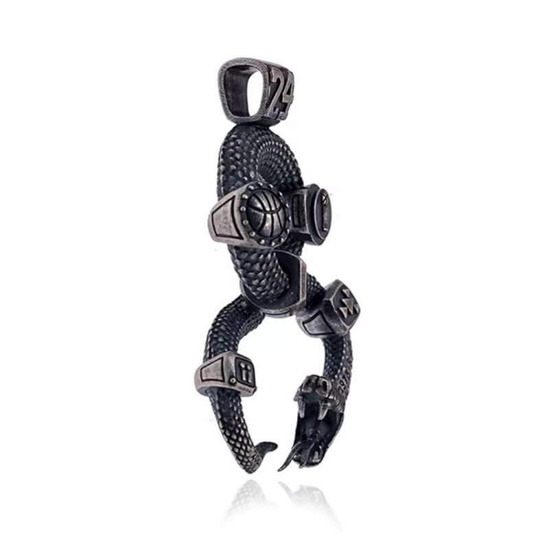 (image for) Custom Made Black Mamba Basketball Pendant in Sterling Silver