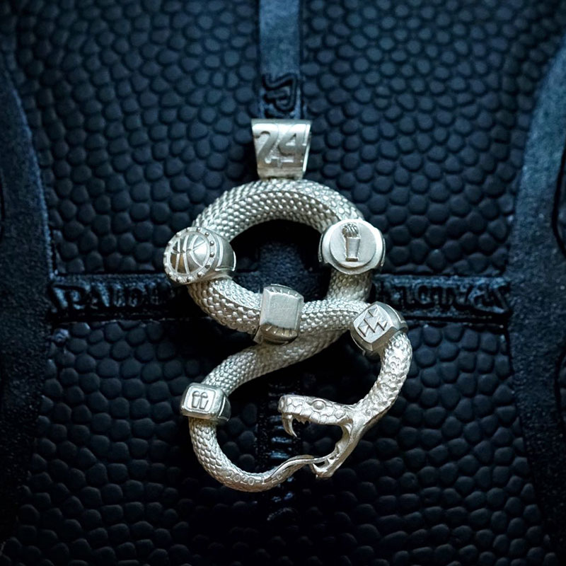 (image for) Custom Made Black Mamba Basketball Pendant in Sterling Silver