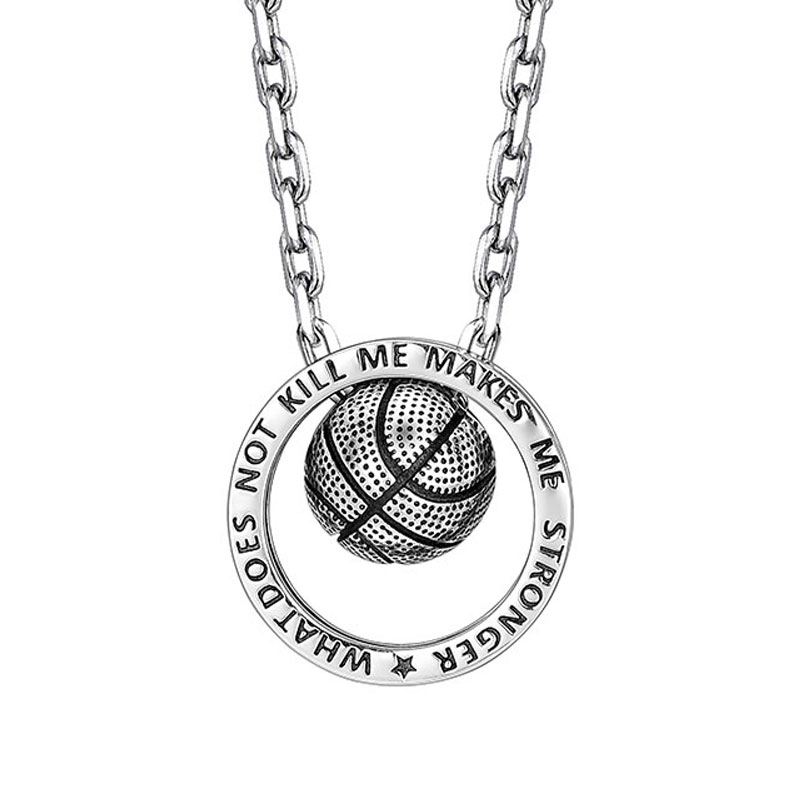 (image for) Open Circle Basketball Charm Necklace in Sterling Silver