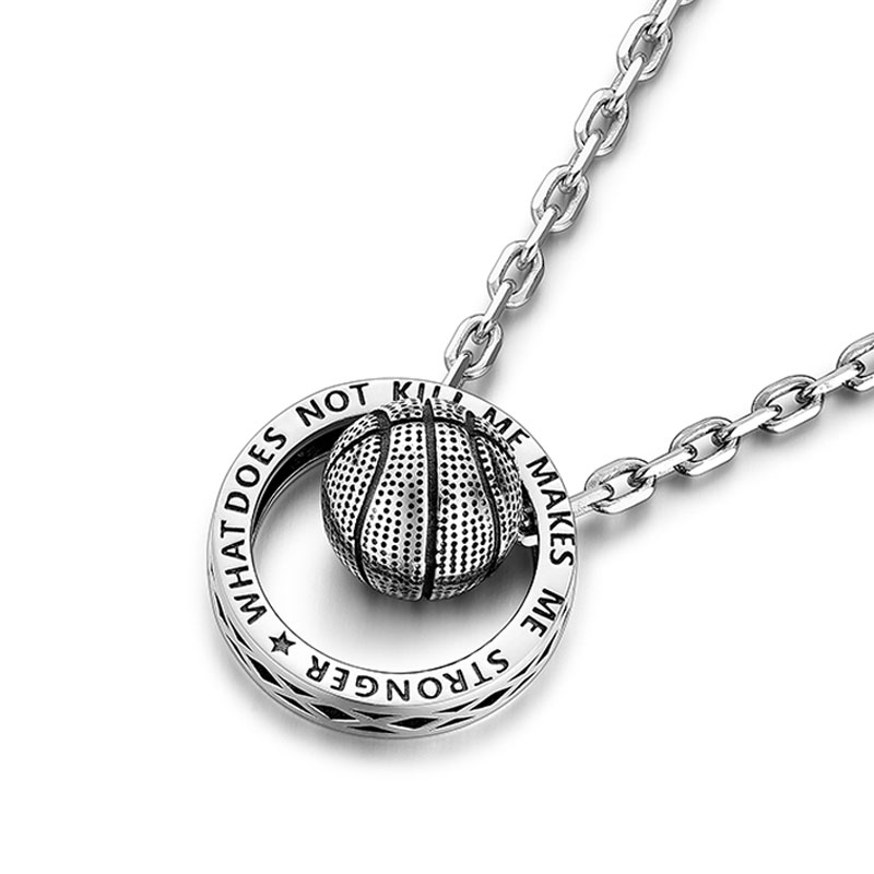 (image for) Open Circle Basketball Charm Necklace in Sterling Silver