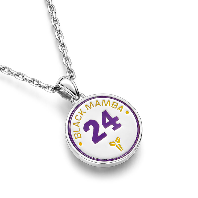 (image for) Number 24 Basketball Disc Necklace with CZ Diamonds