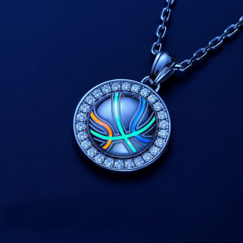 (image for) Number 24 Basketball Disc Necklace with CZ Diamonds